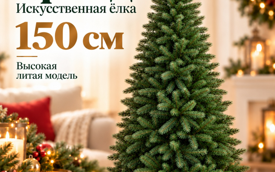 Искусственная ёлка Гранд 150 см с литой хвоей