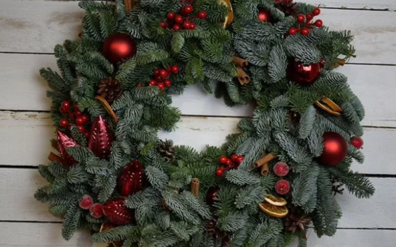 Венок новогодний рождественный "Глинтвейн" 30см