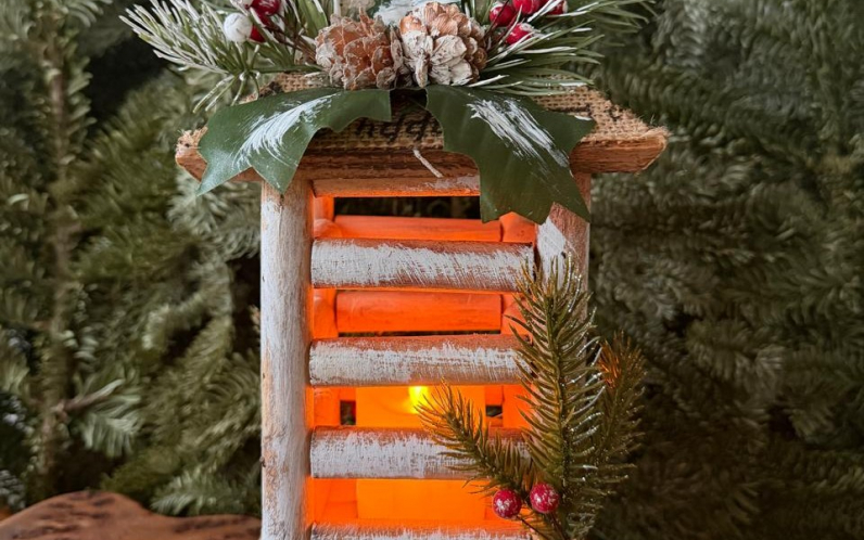 Новогодний светильник с эффектом живого пламени